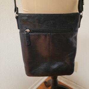 Margot Black Leather Crossbody Bag